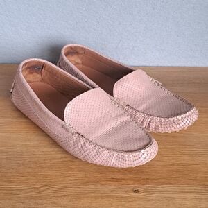 M.Gemi Women 42 US 11 Light Pink Leather Slip-On Driving Loafers Snakeskin Flat